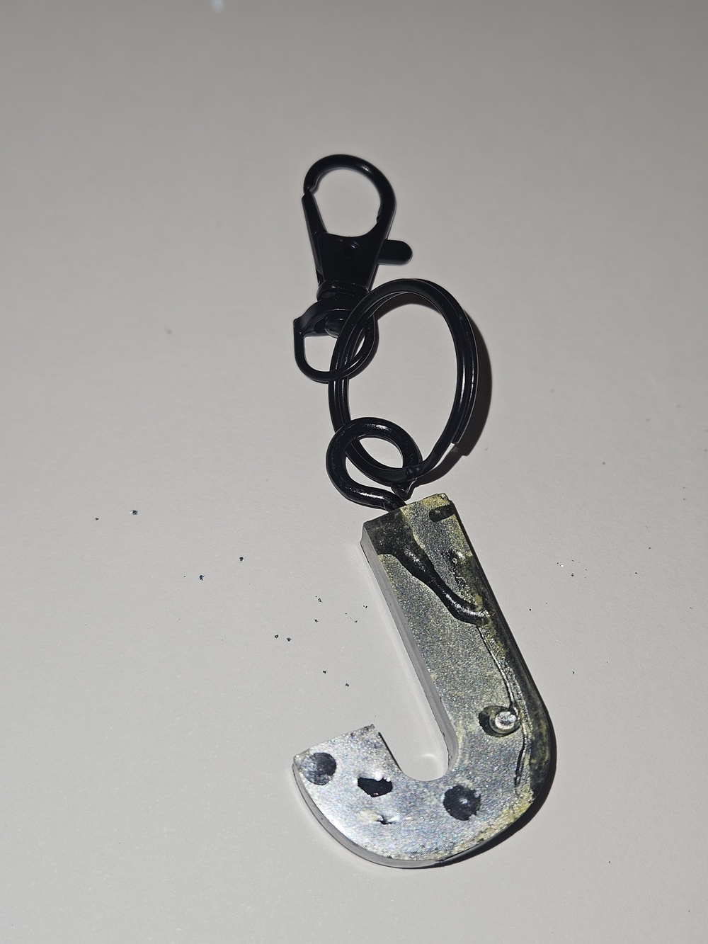 Men's Black Keychain with Silver 'J' Charm - Unbranded